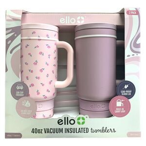 Primrose Blooms/Mauve - Ello Port 40-oz. Stainless Steel Leak-Proof Easy Clean T